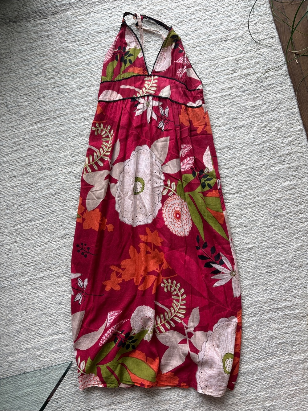 Voile Floral Halter Adjustable Strap, 100% Cotton Maxi Dress